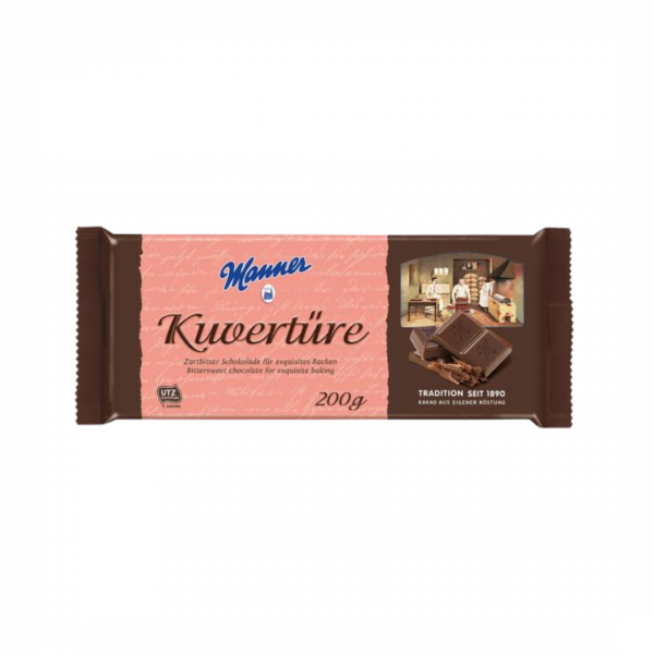 Manner Kuvertüre Zartbitter, 200 Gramm Tafel